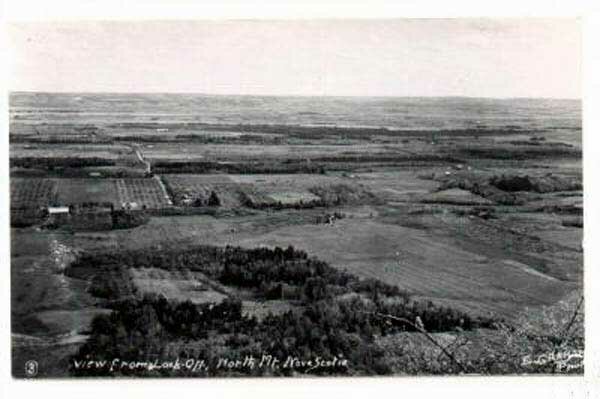 An old postcard showing the look off near Blomidon, Annapolis Valley, Nova Scotia